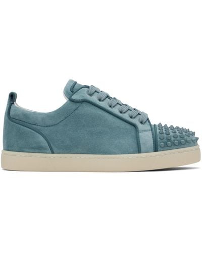 Christian Louboutin Louis Junior Spikes Suede Trainers - Blue
