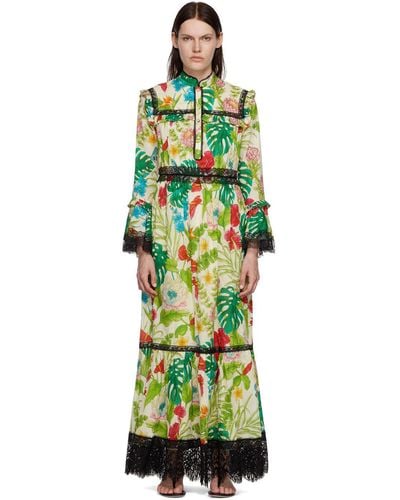 Gucci Green Tropical Floral Maxi Dress - Multicolour