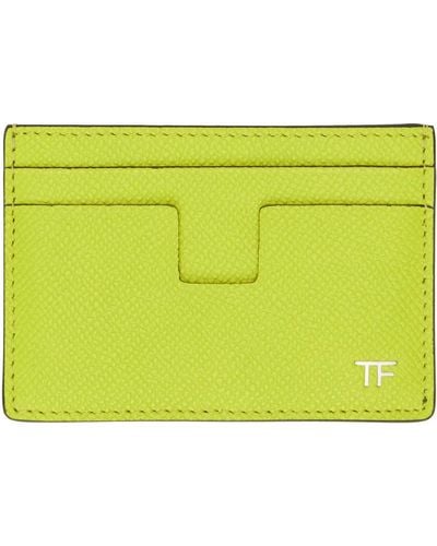 Tom Ford Green Leather Classic Card Holder - Yellow