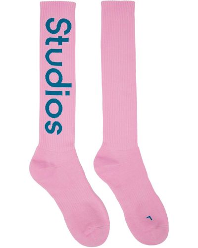Acne Studios Logo Jacquard Socks - Pink