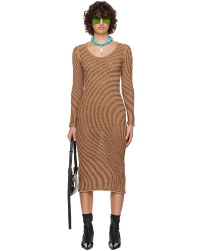 Acne Studios Ssense Exclusive Brown Midi Dress - Black