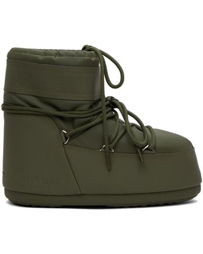 Moon Boot Khaki Icon Low Rubber Boots - Green