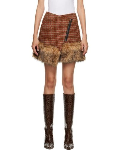 ANDERSSON BELL Check Faux-fur Miniskirt - Black