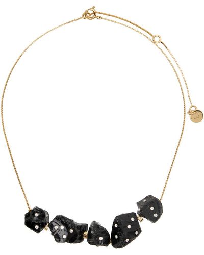 Marni Gold & Black Pietra Dura Necklace - Multicolour