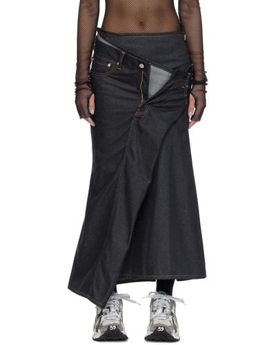 Junya Watanabe Indigo Levi's Edition Denim Midi Skirt - Black
