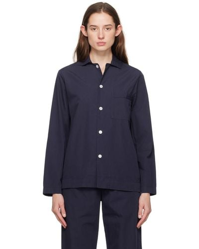 Tekla Long Sleeve Pajama Shirt - Blue