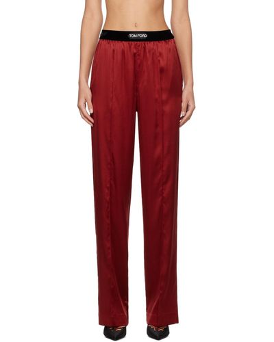 Tom Ford Pantalon de pyjama rouge à taille élastique