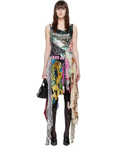 Marine Serre Multicolor Scarves Strap Maxi Dress - Black