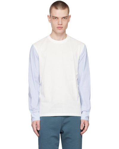 Paul Smith White Panelled Long Sleeve T-shirt - Black