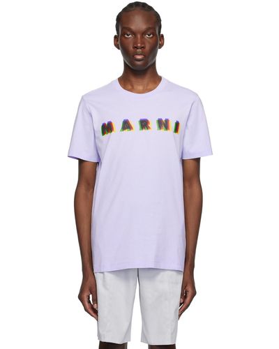 Marni パープル ロゴプリント Tシャツ - マルチカラー
