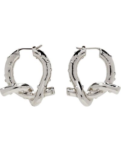 Acne Studios Boucles d'oreilles à anneau argentées à nœud - Noir