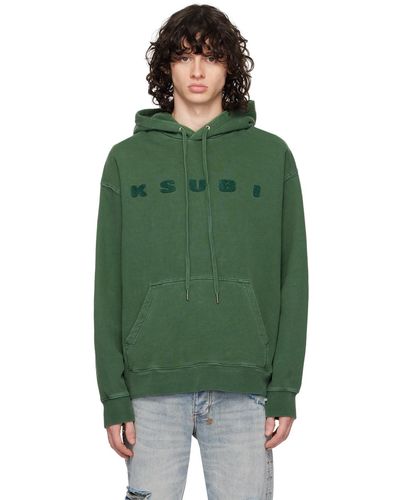 Ksubi Pull à capuche surdimensionné vert à appliqués à logo