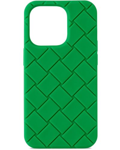 Bottega Veneta Rubber Intreccio Iphone 14 Pro Case - Green