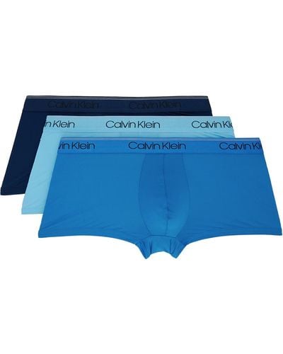 Calvin Klein Three-pack Blue Low-rise Boxers