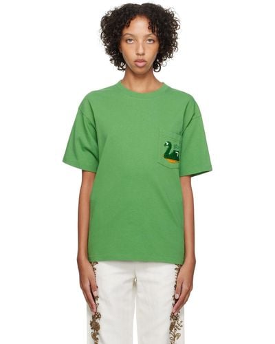 Bode ーン Swan Tシャツ - グリーン