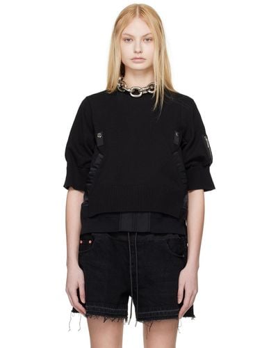 Sacai Black Paneled Sweater