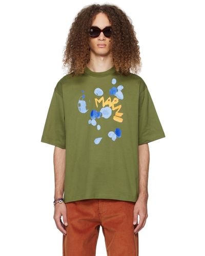 Marni ーン Dripping Flower Tシャツ - グリーン
