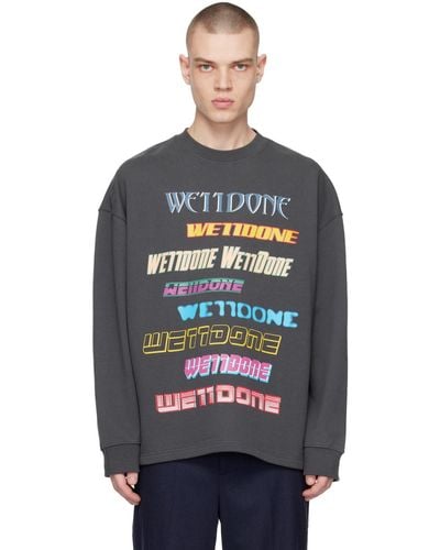 we11done Gray Printed Sweater - Blue