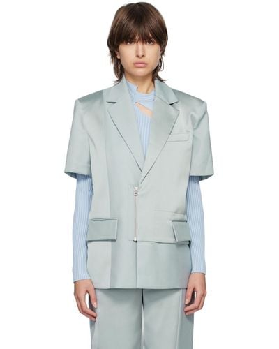 Feng Chen Wang Short Sleeve Blazer - Blue