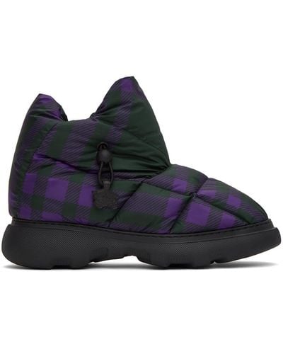 Burberry Check Pillow Boots - Blue