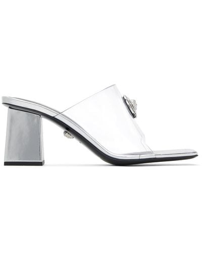 Versace Transparent Medusa Buckle Heeled Sandals - Black