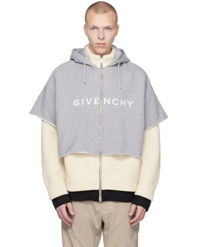 Givenchy Beige Layered Hoodie - Grey