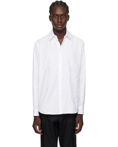 Versace Chemise blanche à motif baroque - Noir