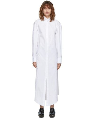Alaïa Alaïa ホワイト シャツ ロングドレス - ブラック