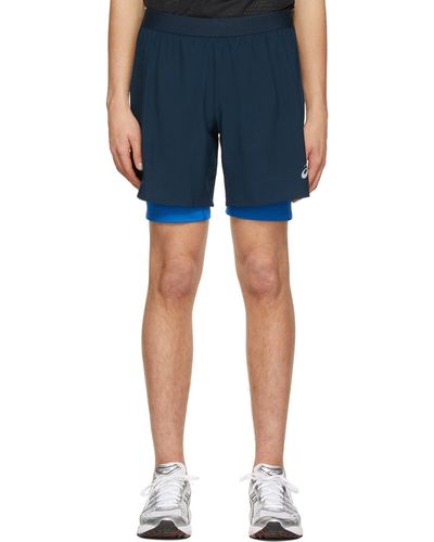 Asics Navy Recycled Polyester Shorts - Blue