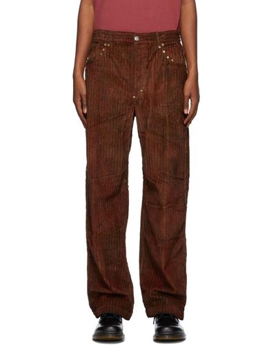 Phipps Red And Brown Corduroy Tie-dye Studded Pants