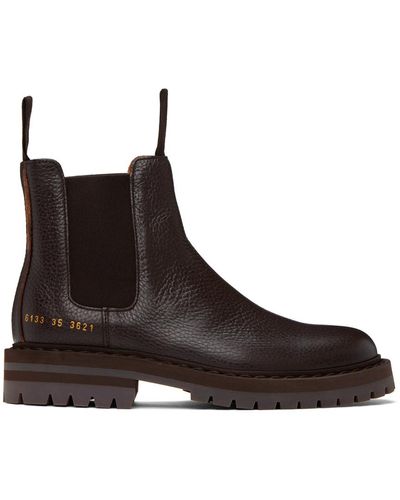 Common Projects Bottes chelsea brunes à estampe - Marron