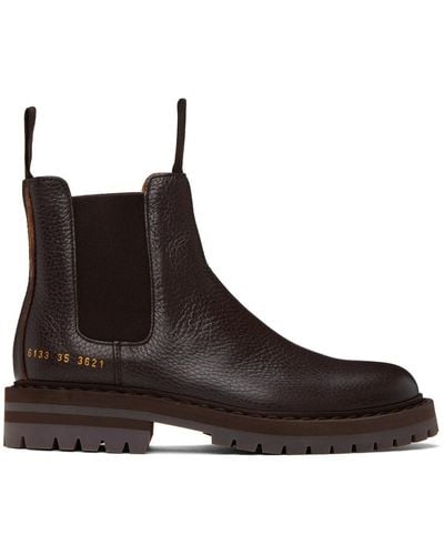 Common Projects Brown Stamped Chelsea Boots