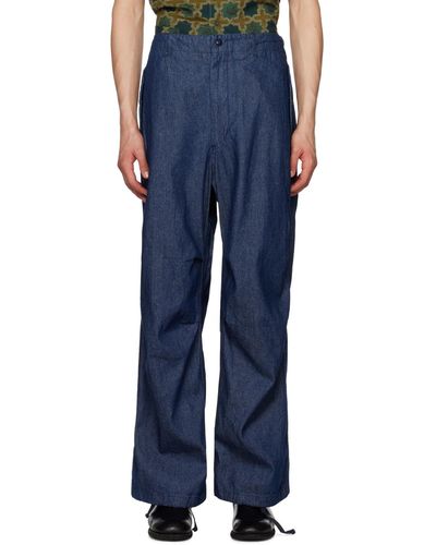 Engineered Garments Enginee garments jean bleu marine à plis