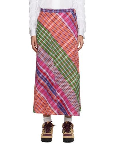 Engineered Garments Multicolour Wrap Midi Skirt - Pink