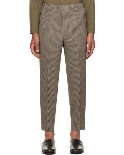 Homme Plissé Issey Miyake Homme Plissé Issey Miyake Khaki Compleat Trousers - Natural