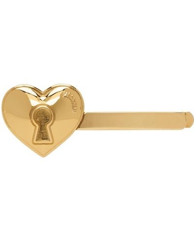 Moschino Gold Heart Lock Hair Clip - Black