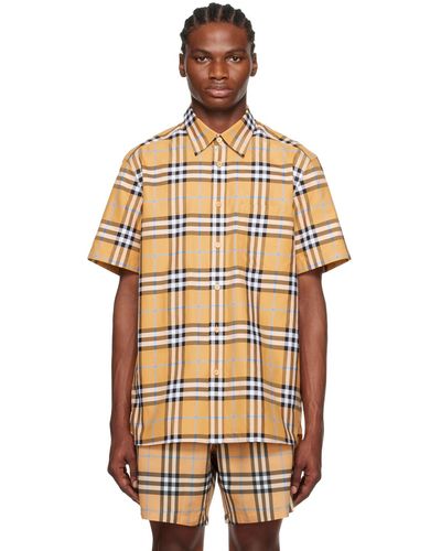 Burberry Caxbridge Check-patterned Regular-fit Cotton-poplin Shirt - Natural