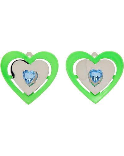 Safsafu Heart Earrings - Green