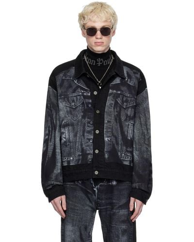 Jean Paul Gaultier Black Printed Denim Jacket