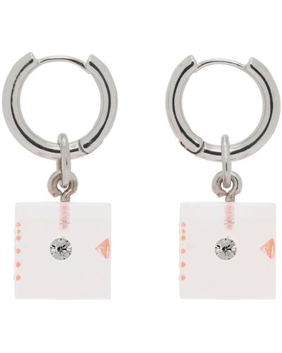 Marni Pink Dice Earrings - White