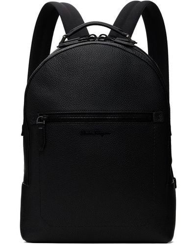FERRAGAMO Embossed Cross-Grain Leather Backpack for Men