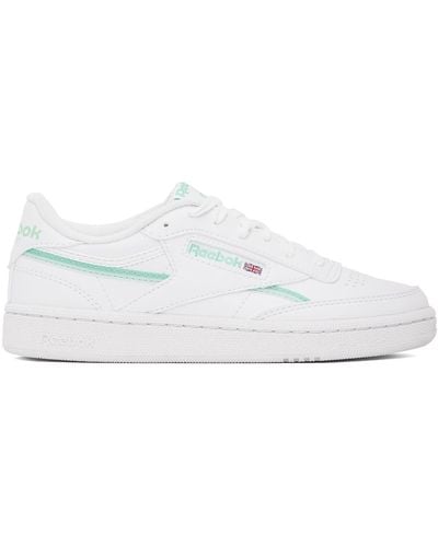 Reebok Baskets club c 85 blanc et vert en cuir synthétique - Noir