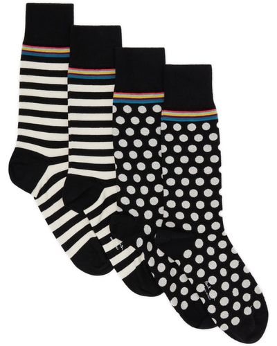 Paul Smith Ensemble de deux paires de chaussettes noir et blanc