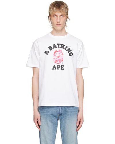 A Bathing Ape Camo University T-shirt - White