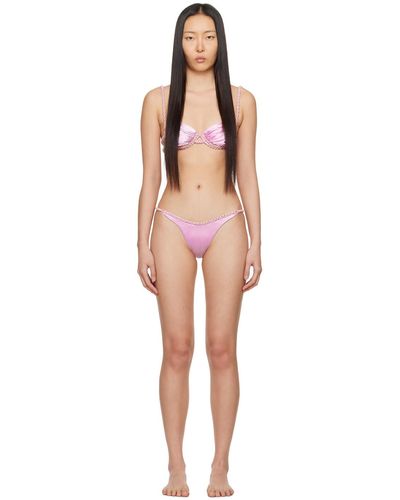 Isa Boulder Bikini rose à garnitures tressées exclusif à ssense - Noir