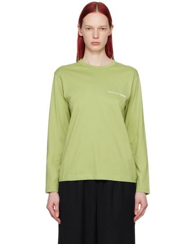 Comme des Garçons Khaki Printed Long Sleeve T-Shirt - Green