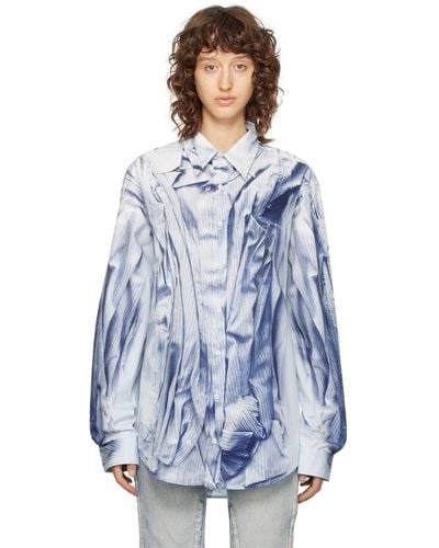 Y. Project Blue Compact Print Shirt