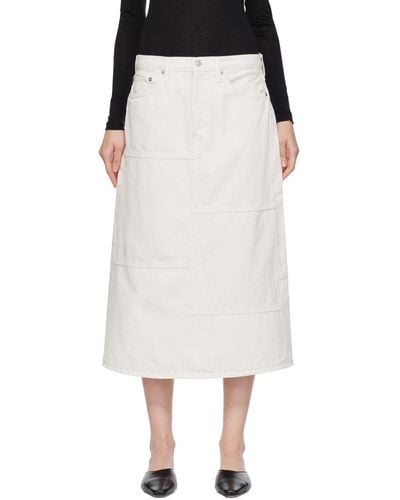 RE/DONE Off-white Seamed Denim Maxi Skirt - Black