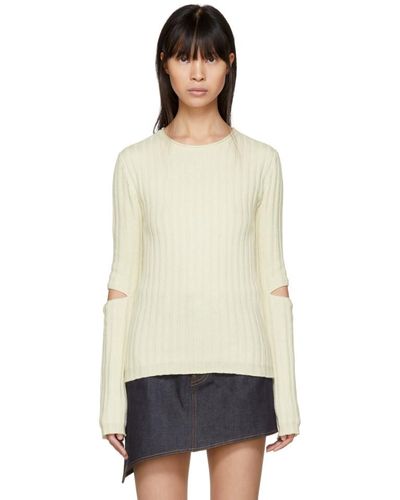 Helmut Lang Ivory Re-edition Elbow Cut Out Sweater - White