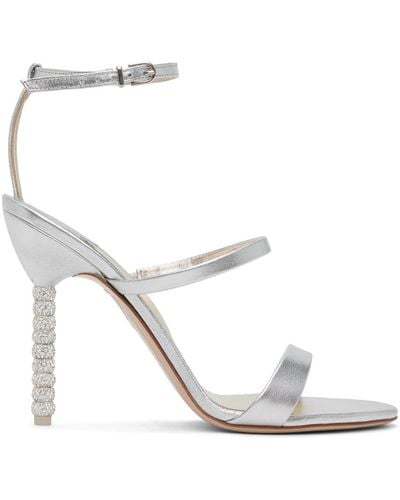 Sophia Webster Silver Rosalind Crystal Heeled Sandals - White